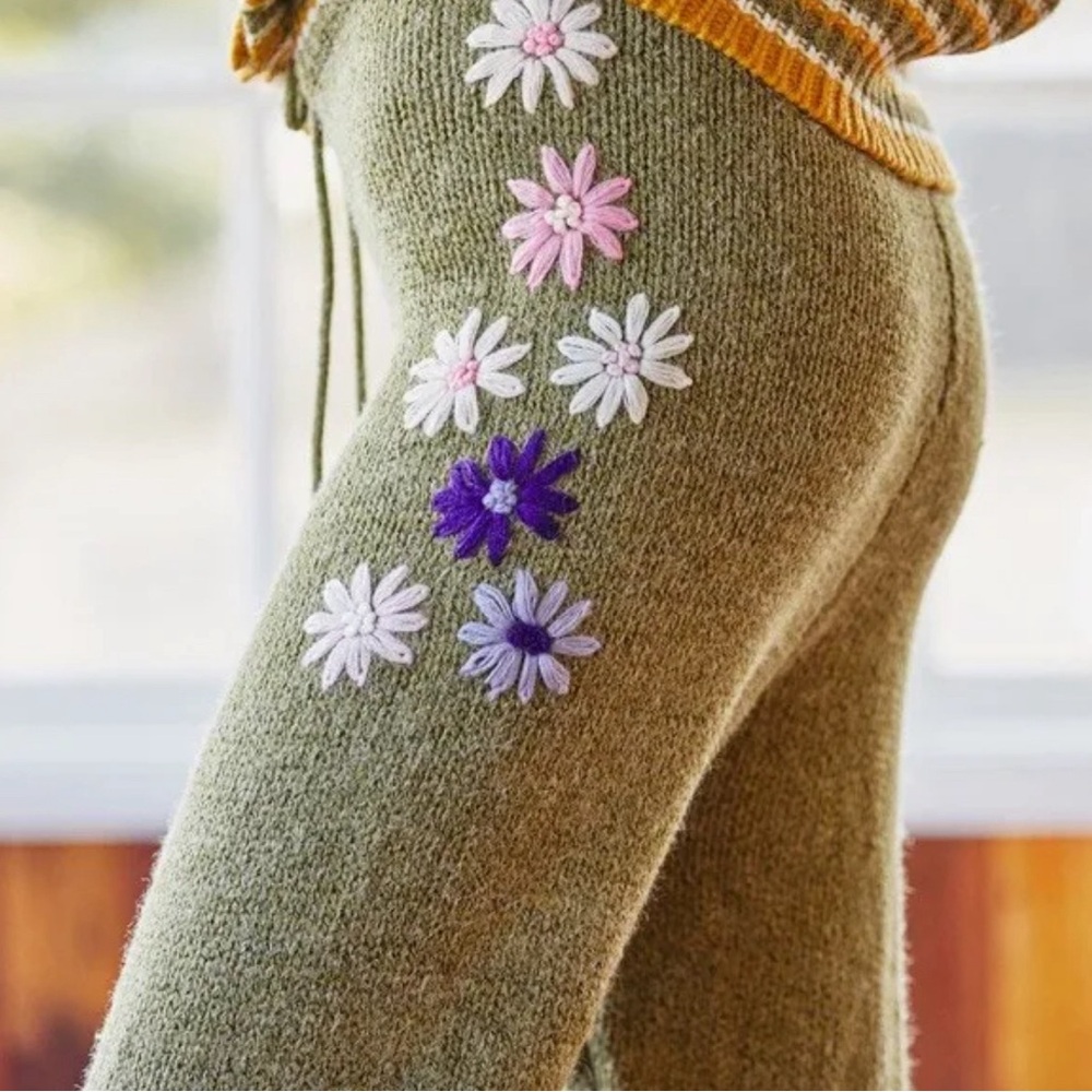 RAGA Anthro Floral Embroidered Sweater Joggers